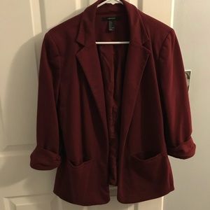 Dark Red Casual Blazer